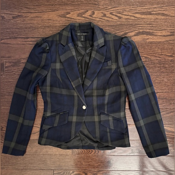 Belle Vere Navy & Green Blazer Jacket Small - Picture 2 of 13